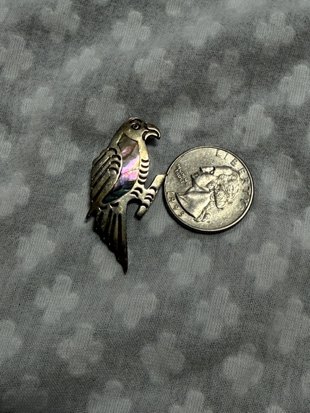 Vintage Alpaca Mexico Abalone Inlay Bird Pin - Picture 6 of 8